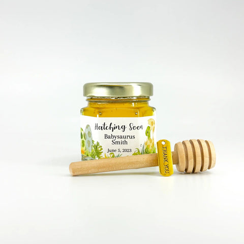 Baby Dinosaur - Baby Shower Party Favors - 2 oz Clover Honey - Set of 10 - The Honey Jar - 