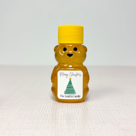 Christmas Tree Bear - Holiday Christmas Party Favors - 2 oz Clover Honey Bear - Set of 10