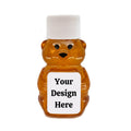 2 oz honey bear favor with white cap and white front label that says your design here.