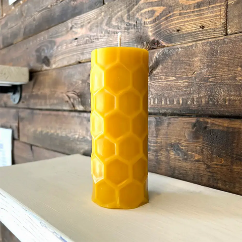 100% Beeswax Candle - Large Honeycomb Embossed