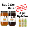 Buy 2 Quarts Raw Honey, Get 3 - pk Beeswax Lip Balm FREE! - The Honey Jar - 