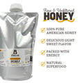 Clover Honey - Raw and Unfiltered - 1 Quart Squeezable Mylar Pouch (3lbs) - The Honey Jar - 