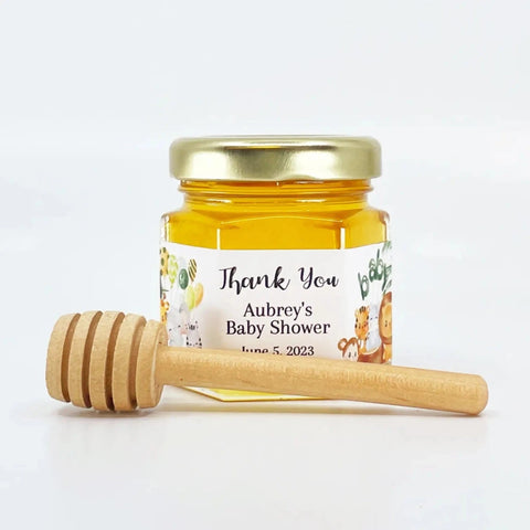 Jungle Animal - Baby Shower Party Favors - 2 oz Clover Honey - Set of 10 - The Honey Jar - 