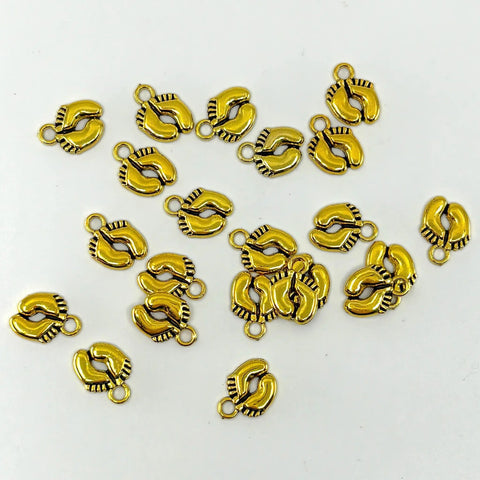Metal Baby Feet Charms - Gold Colored - The Honey Jar - 