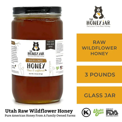 Utah Wildflower Honey - Raw and Unfiltered Bulk - 1 Quart (3lbs) - The Honey Jar - 