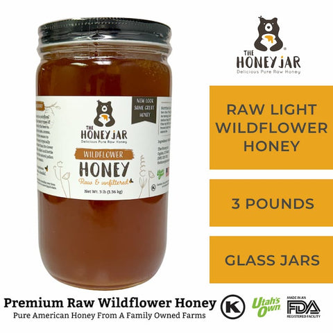 Light Utah Wildflower Honey- Raw and Unfiltered Bulk - 1 Quart (3lbs)