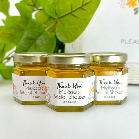 Wildflower Theme - Thank You Party Shower Favors - 2 oz Clover Honey - Set of 10 - The Honey Jar - 