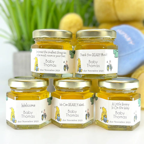 Winnie the Pooh Beehive - Baby Shower Party Favors - 2 oz Clover Honey - Set of 10 - The Honey Jar - 