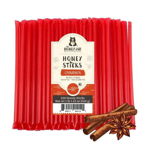 100 Pack - Cinnamon Honey Sticks - The Honey Jar - 
