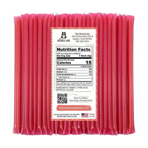 100 Pack - Watermelon Honey Sticks - The Honey Jar - 