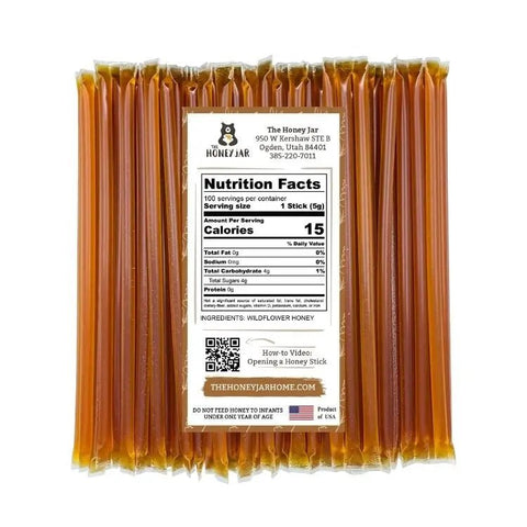 100 Pack - Wildflower Honey Sticks - The Honey Jar - 