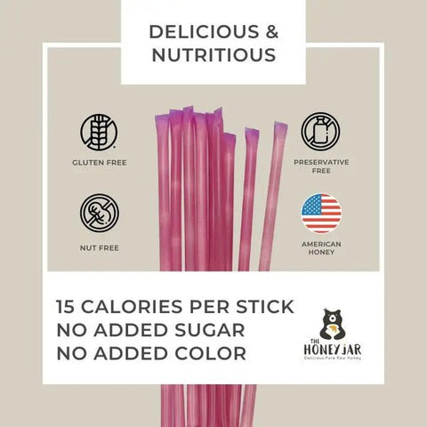 1000 Pack - Raspberry Honey Sticks - The Honey Jar - 