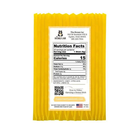 20 Pack - Lemon Honey Sticks - The Honey Jar - 