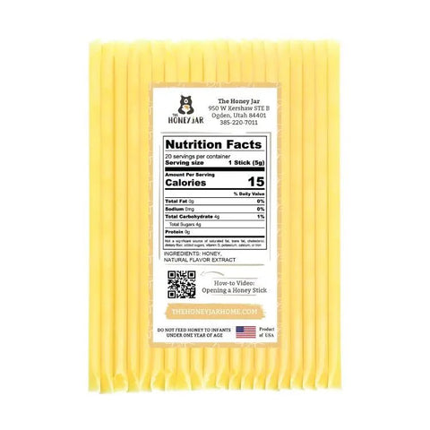 20 Pack - Vanilla Honey Sticks - The Honey Jar - 