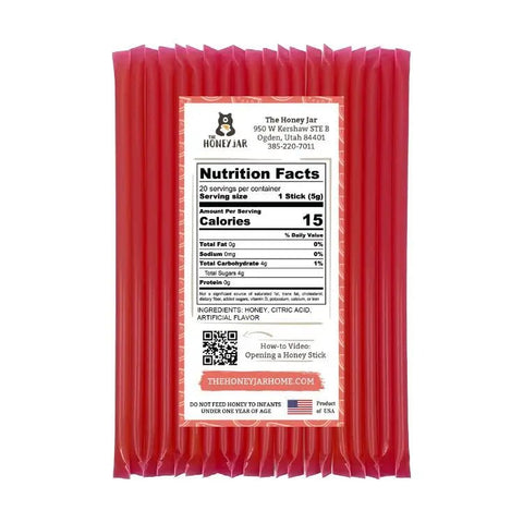 20 Pack - Watermelon Honey Sticks - The Honey Jar - 