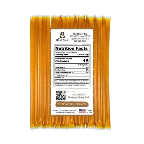 20 Pack - Wildflower Honey Sticks - The Honey Jar - 