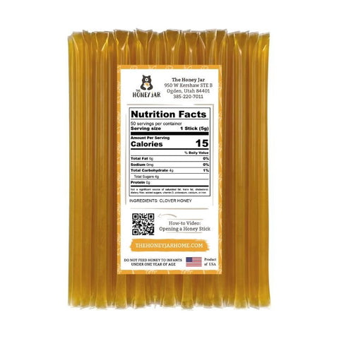 50 Pack - Clover Honey Sticks - The Honey Jar - 