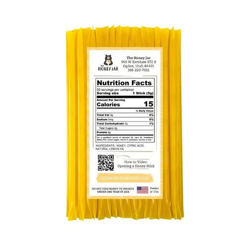 50 Pack - Lemon Honey Sticks - The Honey Jar - 