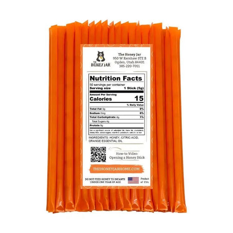 50 Pack - Orange Honey Sticks - The Honey Jar - 