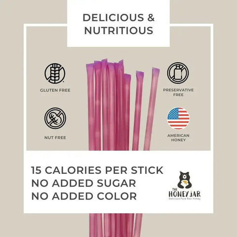 50 Pack - Raspberry Honey Sticks - The Honey Jar - 