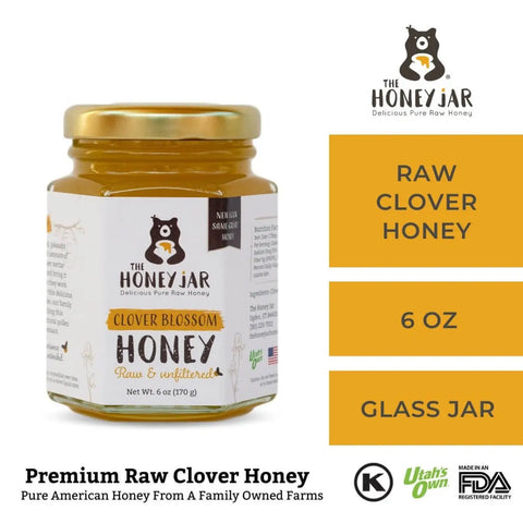 Clover Honey - Raw and Unfiltered - 6 oz Hex