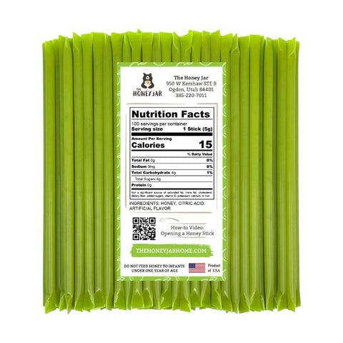 100 Pack - Green Apple Honey Sticks