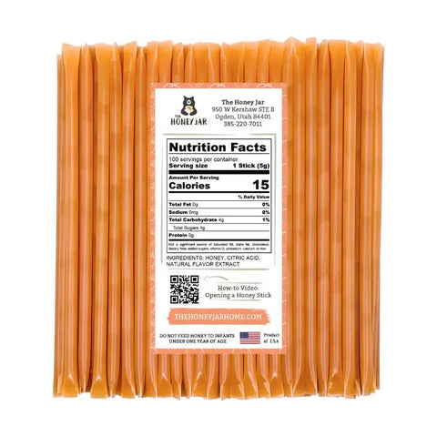 100 Pack - Peach Honey Sticks