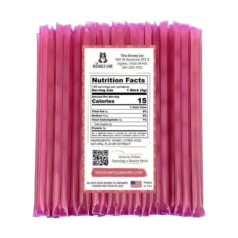 100 Pack - Raspberry Honey Sticks